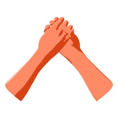 Arm wrestling and sign of human teamwork, power partnership