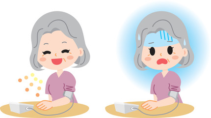 Senior woman set to measure blood pressure