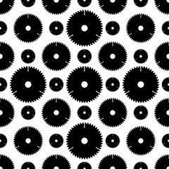 Circular Saw Disk Icon Seamless Pattern