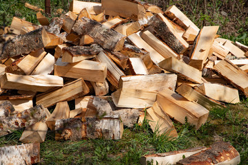 Firewood for barbecue in the garden