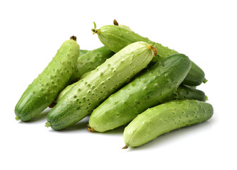 Green cucumber on the white background 