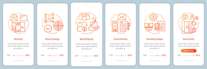 Branding onboarding mobile app page screen, linear concepts
