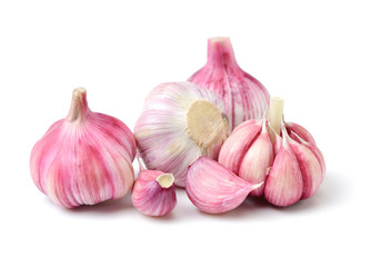 Fresh young garlic isolated on white background