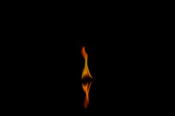 Fire flames on a black