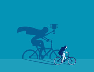 Business person ride a bicycle and the vision with success. Concept business vector illustration, Achievement, Successful.