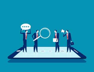 Business team and social marketing. Concept business vector illustration, Advertising, Online Market, Analysis Digital.