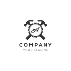 Construction Logo Template with a gear and you company name in the middle
