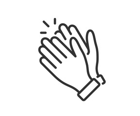 Clapping hand icon. Applause clap. Celebration hand gesture. Audience slam icon. Cheers slap sign. Celebration expression. Clapping symbol in outline style. People appreciation vector