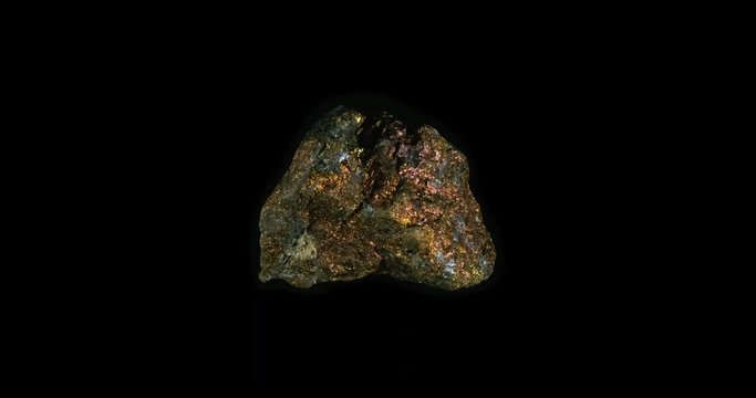 Raw Chalcopyrite Mineral on Black