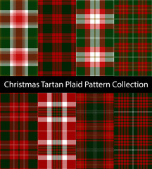 Collection of Christmas Tartan Plaid Patterns. Traditional Scottish check textile backgrounds.