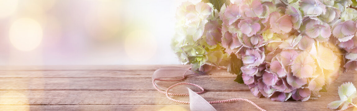 Tender blossoms on vintage wood