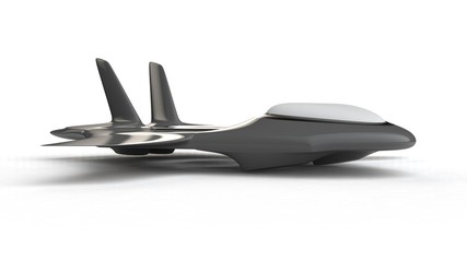 Obraz premium 3D illustration of 3D model of monocopter, supersonic combat, military aircraft, with vertical takeoff and futuristic design. 3D rendering, an idea for aircraft engineers and designers.