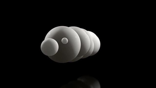 3D illustration of many white balls on a black background. Balls are randomly located in space and glow. 3D rendering of futuristic, abstract idea, background, objects with perfect surface.
