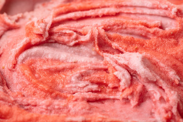 Textur von Erdbeereis von oben