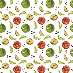 Apple pattern. Hand drawn illustration 
