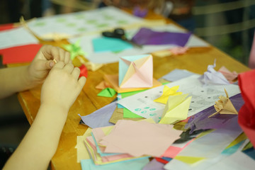 origami hobby. making figures out of paper as a rest.