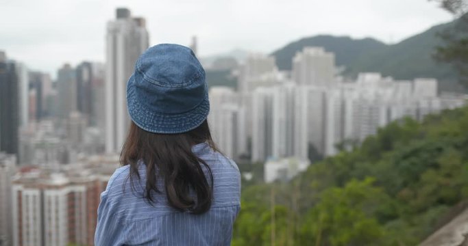 Woman look at the view of the city