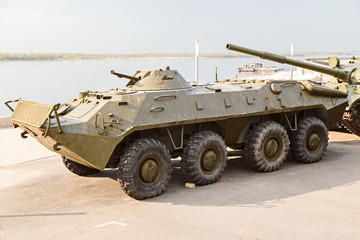 The armored conveyor on the embankment to Volgograd