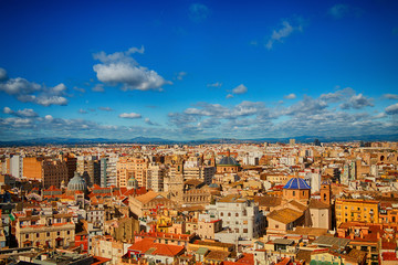 Naklejka premium Spain. Valencia. Panoramic photo. View of the city from a height