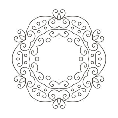 Elegant hand drawn retro floral frame