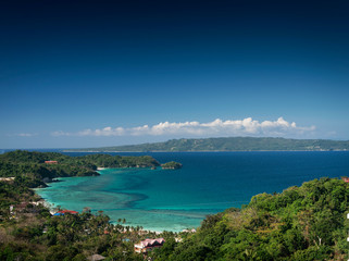view of tropical boracay island landscape and coast in philippines
