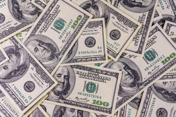 Background of the many american one hundred dollar banknotes