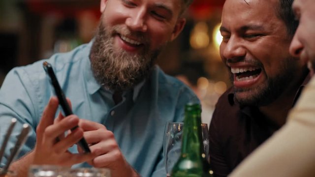 Meeting with group of friends in the pub 