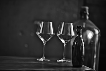 concept alcohol glass / beautiful glass, wine restaurant tasting aged wine