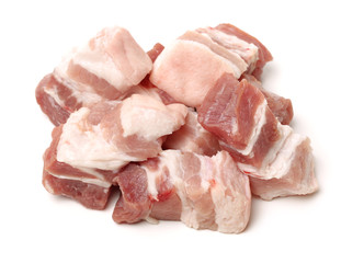 Pork belly on white background