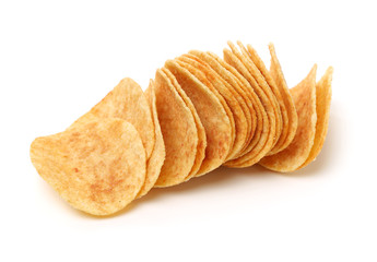 Potato Chips on white background