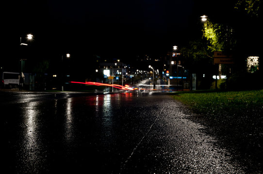 traffic in the city at night