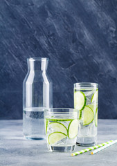 Infused water with cucumber and ice