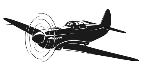 Vector silhouette of the old fighter plane