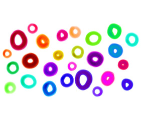Abstract colorful watercolor donuts and circles