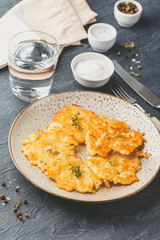 Pan-fried potato pancakes - rosti, kartoffelpuffer, latkes, draniki, hash browns