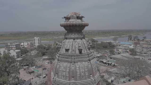Gaudiya Acarya samadhis, Vrindavan, India 4k aerial ungraded