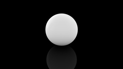 3D rendering of a white ball on a black background.