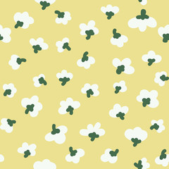 seamless pattern with white flowers, botanical doodle, floral pattern, abstract colour background
