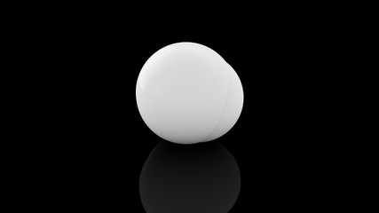 3D rendering of a white ball on a black background from which many white spheres are squeezed out. The idea of fission, chemical reaction, atomic decay. A beautiful illustration of the perfect spheres