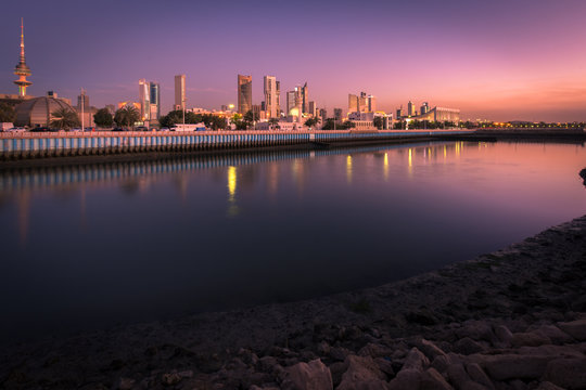 Kuwait skyline at night