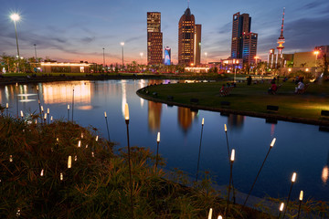 Kuwait city skyline at night