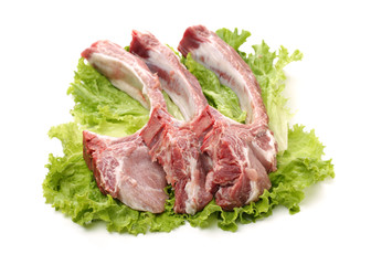 Raw Pork Ribs Isolated On White Background