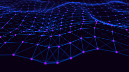 Structural connection of information. Data transfer in network connection. Abstract data background. 3D rendering.