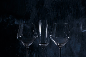 empty glasses gray background