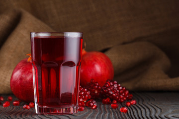grains of a grenade on a dark rustic background