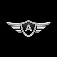 Shield Initial Letter A Wing Icon Logo