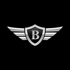 Shield Initial Letter B Wing Icon Logo