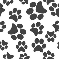 Vector icon animal paw imprint. Paw illustration seamless pattern on a white background.