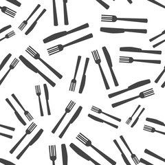 Knife and fork. Cutlery. Table setting seamless pattern on a white background.