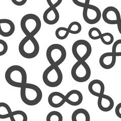Vector image of the sign of infinity. Vector illustration infinity seamless pattern on a white background.